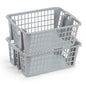 Plastic Storage Basket, 13L Bathroom Storage Organizer Bin for Laundry Closet, Pantry or Office with Built In Handles,Gray (2 Pack)