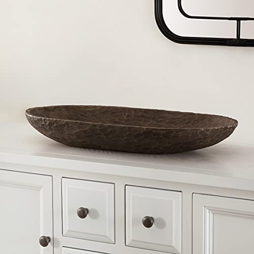 SAFAVIEH Home Collection Trellen Zen Brown Faux Wood Decorative Long Bowl Table Decor (Set of 2)