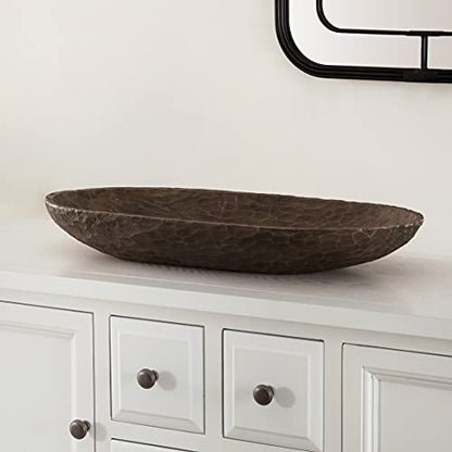 SAFAVIEH Home Collection Trellen Zen Brown Faux Wood Decorative Long Bowl Table Decor (Set of 2)