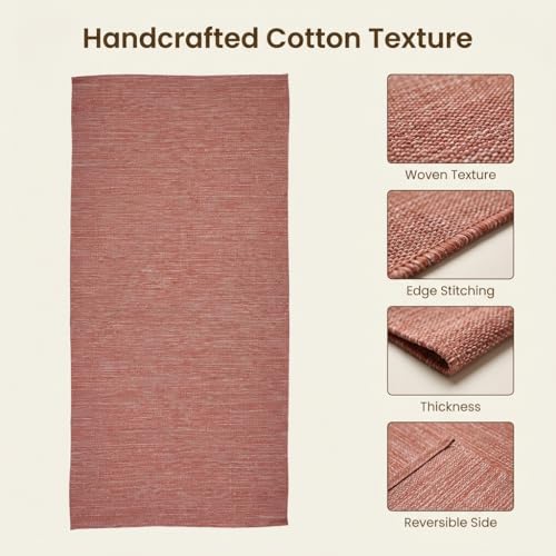 LFH Home Handmade Cotton Yoga Mat Cotton Rug picnic mat For Exercise, Workout, Fitness - Perfect Heavy Quality Eco Friendly Natural Cotton Woven Reversible Yoga Mats for Men & Women - 72x26 Inch. - color: Brown
