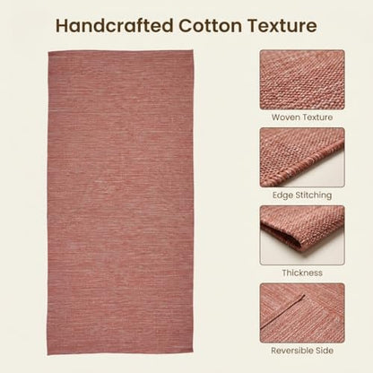 LFH Home Handmade Cotton Yoga Mat Cotton Rug picnic mat For Exercise, Workout, Fitness - Perfect Heavy Quality Eco Friendly Natural Cotton Woven Reversible Yoga Mats for Men & Women - 72x26 Inch. - color: Brown