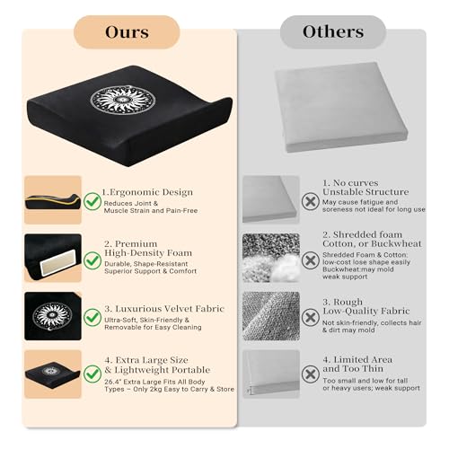 Meditation Cushion Set with High-Density Foam : 26.4" Large Floor Pillow for Yoga, Meditation, Sitting，Zafu & Zabuton Removable Washable Luxe Velvet Cover - color: B