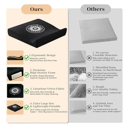 Meditation Cushion Set with High-Density Foam : 26.4" Large Floor Pillow for Yoga, Meditation, Sitting，Zafu & Zabuton Removable Washable Luxe Velvet Cover - color: B