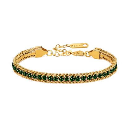 Colorful Tennis Bracelet - Adjustable Boho Stackable Crystal Jewelry for Best Friends Bridesmaids Party Gift Women YA6108 - color: Green