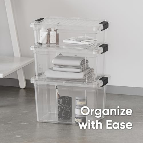 Superio 7.4 Quart Clear Plastic Storage Bin with Lid, Non-Toxic, BPA Free, Odor Free, Organizer Storage Box, Stackable Plastic Tote for Home, Garage, School, and Office - size: 7.4 Quart