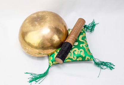 6-Inch Handmade Tibetan Singing Bowl ~ Superb B Crown Chakra Balancing ~ Best use for Meditation, Sound Healing, Cleansing, Mindfulness & Relaxation ~ Cushion & Sueded Leather wooden Mallet included