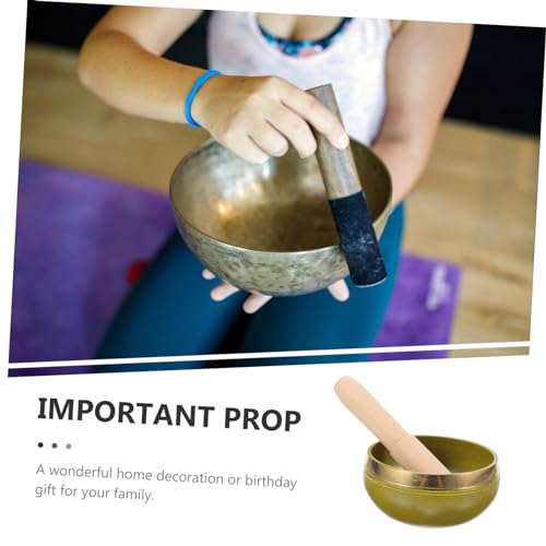 Copper Chime Singing Bowl Metal Meditation Bowl Stick Tibetan for Yoga Mindfulness and Stress Relief