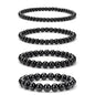 4pcs Beaded Bracelets for Women,Natural Healing Crystal Gemstones Bracelet,Anxiety Stress Relief Bracelet Handmade purple Jewelry Gifts for Women - color: Black Obsidia