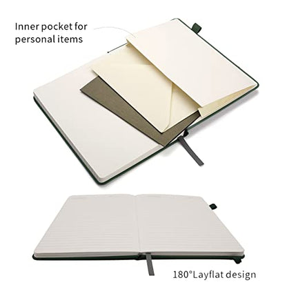 Lined Journal Notebooks with Pen Loop, Hardcover Notebook Journal for Work, 100Gsm Premium Thick Paper with Inner Pocket, Medium 5.7"x8.4", （Dark-Green, Ruled） - color: Dark-green