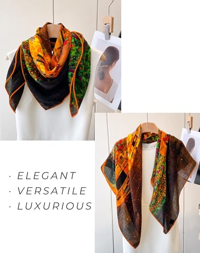 PoeticEHome Cashmere Scarf Wrap 36"x36" - Featherlight & Wrinkle-Free Artistic Square Shawl for Travel & Office, Gift Ready - color: The Kiss - 36"