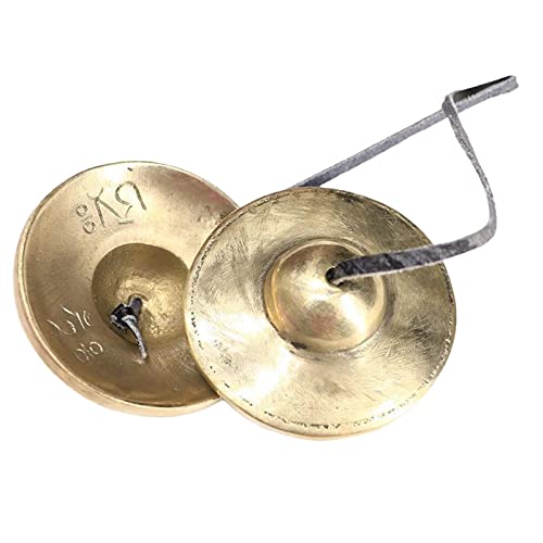 Amagogo Meditation Bell Tibetan Buddhist Hand Bells Tingsha Cymbal Singing Bowls Metal Instrument Compact Design Leather Strap Suitable for Mindfulness Yo, B - color: B