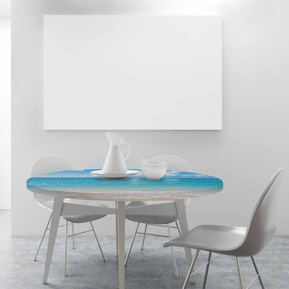 Seascape Round Table Cloth Ocean Wave Beach Clouds Coast Sky Sea Nature Sunny Scenic Elastic Edged Table Cover Fade and Stain Resistant Table Cloths Easy to Clean Fits Tables 40-44" Diameter - color: Seascape