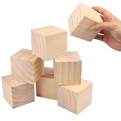 20 Packs Wooden Blocks for Crafts, 2.36 Inch Pine Wood Cubes, 6 x 6 x 6 cm Wooden Cubes for Paint, Stamp, Decorate, DIY Projects and Personalized Gifts,by GNIEMCKIN. - size: 20 Packs 2.36 Inch