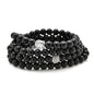 Buddha Charm Meditation Jewelry of 108 Mala Prayer Beads Bracelet or Necklace - style: Black Agate