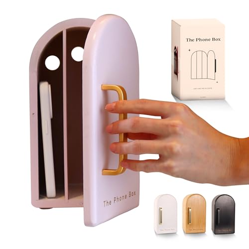 Papaya The Phone Box, Decorative Cell Phone Box for Family Time, Holds 6 Phones, Premium Bamboo Wood Phone Jail, Charging Holes, Free App - color: Pink