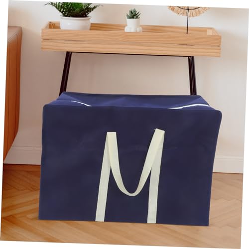 KOMBIUDA Folding Large Storage Bag Versatile Comforter Container for Clothes Quilts Sundries Space Saving Non Woven for Travel Moving Gym Use Navy Blue