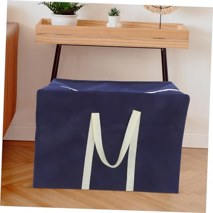 KOMBIUDA Folding Large Storage Bag Versatile Comforter Container for Clothes Quilts Sundries Space Saving Non Woven for Travel Moving Gym Use Navy Blue
