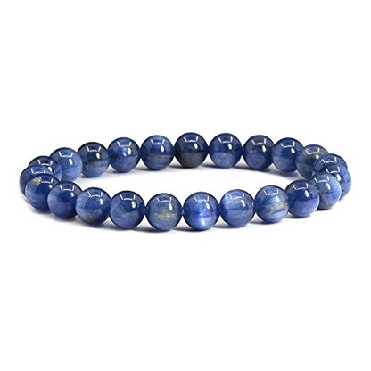 Justinstones Gem Semi Precious Gemstone 8mm Round Beads Stretch Bracelet 7 Inch Unisex - color: A Grade Kyanite
