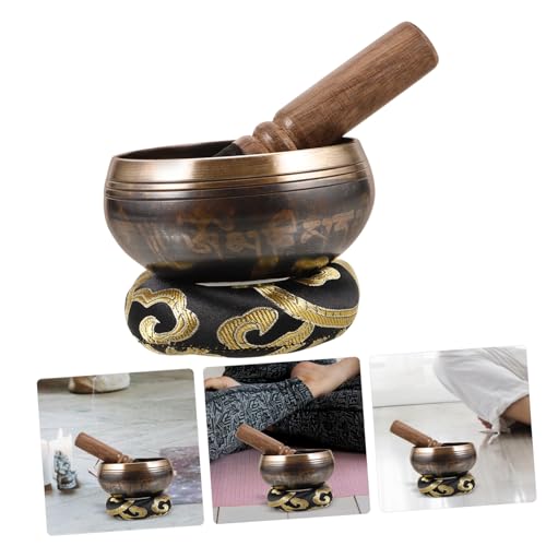 1set Meditation Singing Bowl Handcrafted Sound Bowl Mallet Cushion for Mindfulness Spiritual Practices Decorative for Home Decor