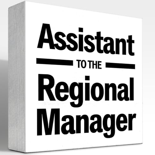 Assistance to the Regional Manager Wood Block Sign Desk Decor,Funny Humor Wooden Box Plaque Sign Desk Decor for Home Office Shelf Table Decor Decorations - style: Assistance to
