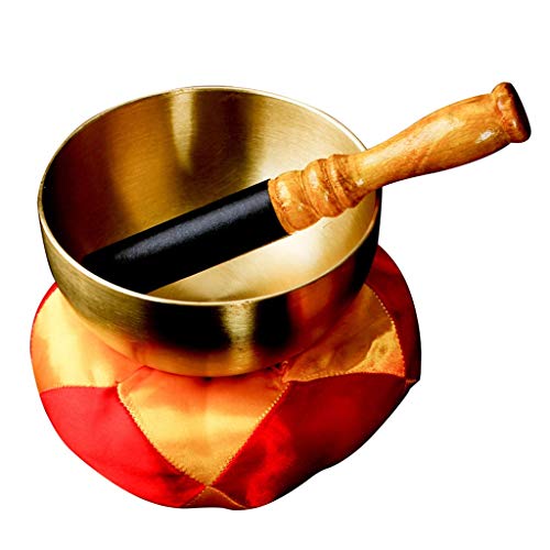 Tibetan Singing Bowl Set for Meditation and Mindfulness Practice Monks Accessories for Relaxation and Yoga Handcrafted Home Decor Piece,One Color