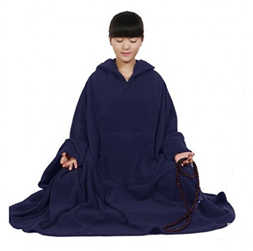 Meditation Buddhist Hooded Cloak Coat Women Men Outfit Oversize Coat - color: Blue, size: Medium