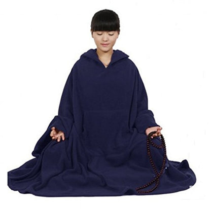 Meditation Buddhist Hooded Cloak Coat Women Men Outfit Oversize Coat - color: Blue, size: Medium