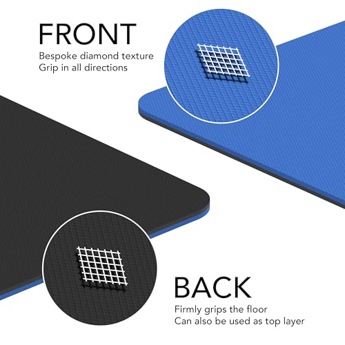 Large Exercise Mat – Extra Thick 10mm Workout Mat (72"x32") – Non-Slip TPE Yoga Mat for Women & Men – Pilates, HIIT, Fitness & Home Gym Mat – Includes Free Carry Bag - color: Blue - Printed