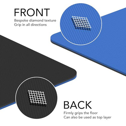 Large Exercise Mat – Extra Thick 10mm Workout Mat (72"x32") – Non-Slip TPE Yoga Mat for Women & Men – Pilates, HIIT, Fitness & Home Gym Mat – Includes Free Carry Bag - color: Blue - Printed