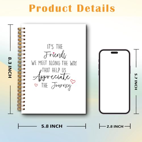 JINYO Friend Gifts Notebook, Gifts for Best Friend Journal, Friendship Gift Journal, It's the Friends We Meet Along the Way That Help Us Appreciate the Journey Spiral Notebooks 5.5x8.3 Inch - color: white Friend Gifts Notebook