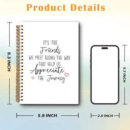 JINYO Friend Gifts Notebook, Gifts for Best Friend Journal, Friendship Gift Journal, It's the Friends We Meet Along the Way That Help Us Appreciate the Journey Spiral Notebooks 5.5x8.3 Inch - color: white Friend Gifts Notebook