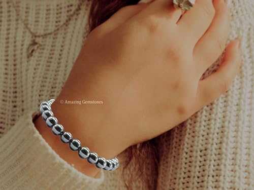 Amazing Gemstone Crystal Bracelet for Women Men's Gifts - Protection Healing Crystal Bracelet - 8mm Gemstone Beaded Stretchable Bracelet Pulseras Para Hombres Mujer Stocking Stuffers Mothers Day Gift (Hematite) - color: Hematite