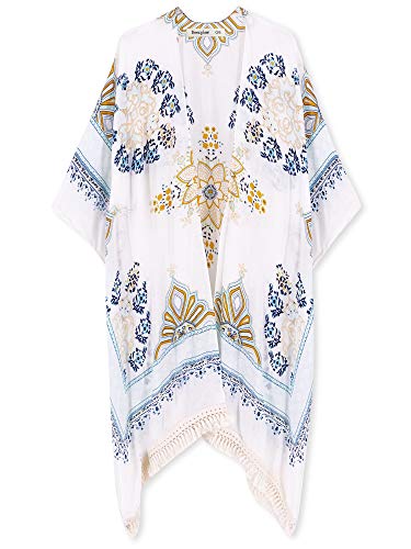 Kimonos for Women Swimsuit Coverups Beach Cover Up Swimwear Cardigan Summer - color: C Simply White