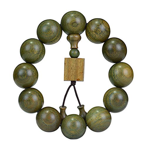 JAJAFOOK 15/18/20/25mm Natural Fragrant Green Sandalwood Mala Meditation Beads Wtist Bracelet - Tibetan Buddhism Prayer Beads - style: 25mm*10beads