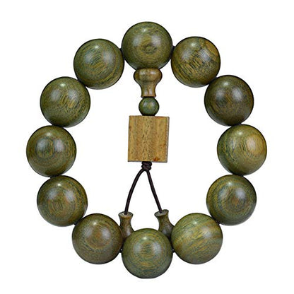 JAJAFOOK 15/18/20/25mm Natural Fragrant Green Sandalwood Mala Meditation Beads Wtist Bracelet - Tibetan Buddhism Prayer Beads - style: 15mm*15beads