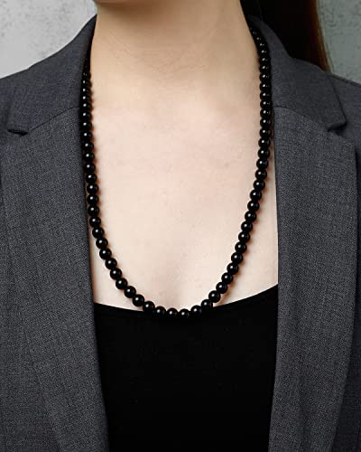 Simple Crystals and Stones Beaded Necklace Protection Balance Meditation Long Necklaces for Women and Men Amulet Jewelry - style: Obsidian
