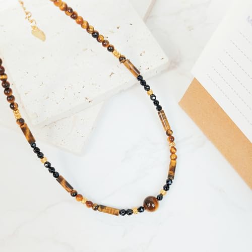 Crystal Pendant Necklaces Healing love Women's Men's choker Obsidian Tiger eye White Crystal Black Gold waterproof dainty Charm stackable statement Cute Stone necklace Unisex - style: TigereyeBeadNecklace