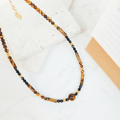 Crystal Pendant Necklaces Healing love Women's Men's choker Obsidian Tiger eye White Crystal Black Gold waterproof dainty Charm stackable statement Cute Stone necklace Unisex - style: TigereyeBeadNecklace