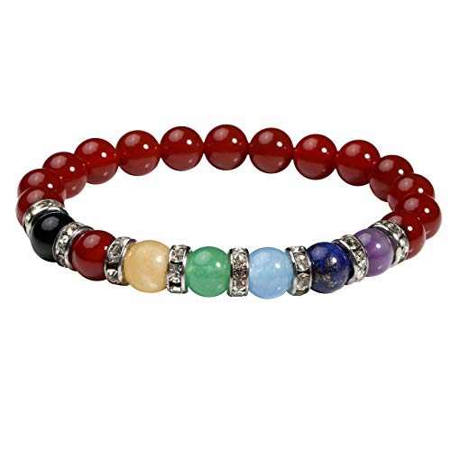 Milakoo Natural Stone Beaded Bracelet for Men Women 8mm Round Beads Stretch Bracelet 7" Unisex