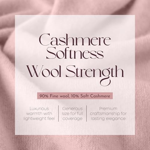 Velanio Cashmere Luxury Knitted Wrap Travel Shawl Scarf, Pashmina Stole, All-Season Scarf for Women Cashmere Wool Blend - color: Pale Pink