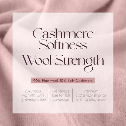 Velanio Cashmere Luxury Knitted Wrap Travel Shawl Scarf, Pashmina Stole, All-Season Scarf for Women Cashmere Wool Blend - color: Pale Pink