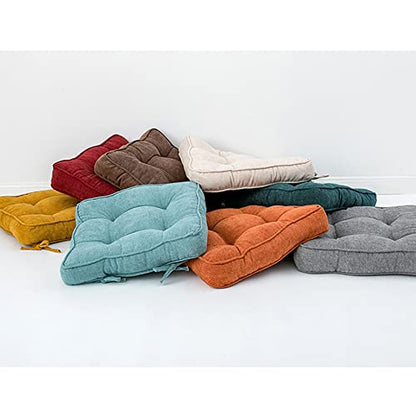 Meditation Floor Pillow,Square Seat Cushions Tufted Thicken Chair Cushion for Tatami Office Kitchen Chair Bench Sofa Seat Pad-Beige 45x45x8cm(17.7x17.7x3in) - color: Beige