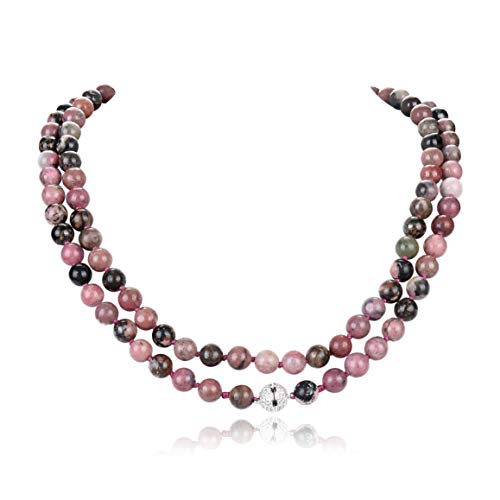 mala Beads Necklace for Women Man, mala Bracelet, Prayer Beads Necklace - color: rhodonite no tassel