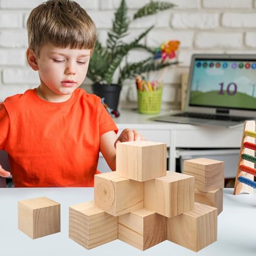 10 Pack Wooden Cubes 3 Inch Craft Quality Wood Blocks Perfect for DIY Projects - size: 10 PCS 3 Inch