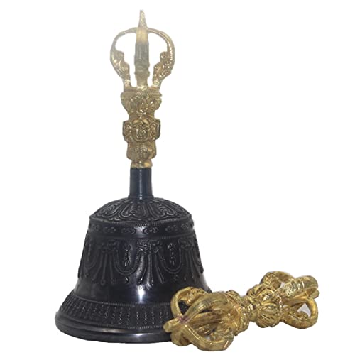 Tibetan Buddhist Meditation Bell And Dorje Set, The Bells Are Engraved With Vivid Patterns, Fascinating, Captivating And Attractive