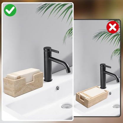 Bathroom Napkin Holder,Natural Travertine Guest Towel Holder,Stone Napkin Holder for Bathroom,Standing Guest Towel Holder Tray for Bathroom Vanity Toilet Kitchen Dining Table, Beige - size: 9.7 x 3.7 Inch