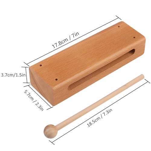 GNIEMCKIN Solid Wood Rhythm Block, Set of 3, Solid Wood Rhythm Block Musical Percussion Instrument Perfect for Rhythm Classes with 3 Pack of Mallet Solid Hardwood - size: 3 Pack
