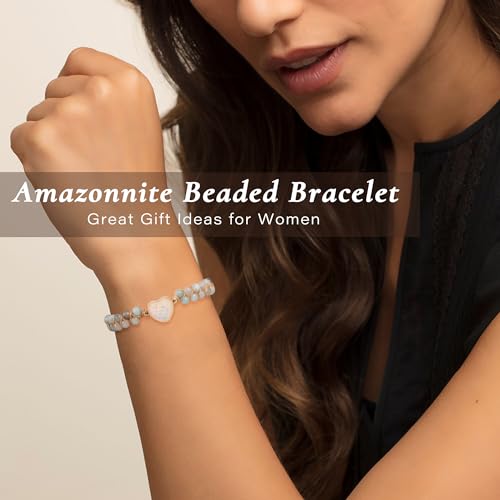 Gifts for Daughter Granddaughter, To My Mom Grandma Wife Girlfriend Sister Jasper Heart Bracelets Birthday Graduation Anniversary Christmas Stocking Stuffers Valentines Mothers Day Jewelry - style: 7.Gift To My Daughter: Amazonite Beads