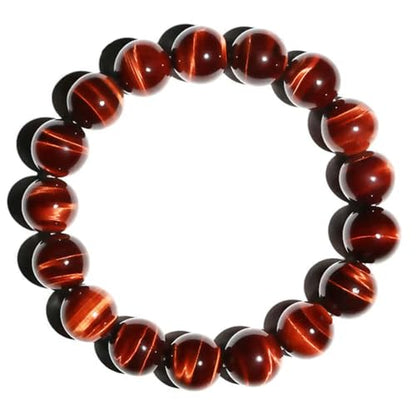 Single-pack of pure gemstone bracelets… - color: 12MM-Red-Tigers-9inch