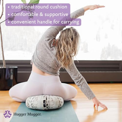 Hugger Mugger Zafu Meditation Cushion - Support in Cross-Legged Sitting, Buckwheat Filled, Durable Fabric, Convenient Handle, Handmade in USA - color: Blue
